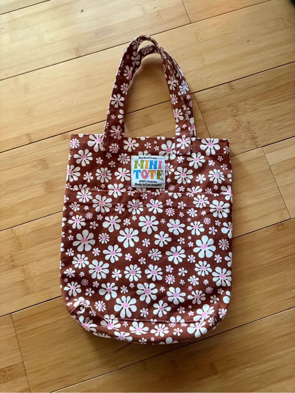 Big Bud Press Floral Brown Cotton Tote Bag